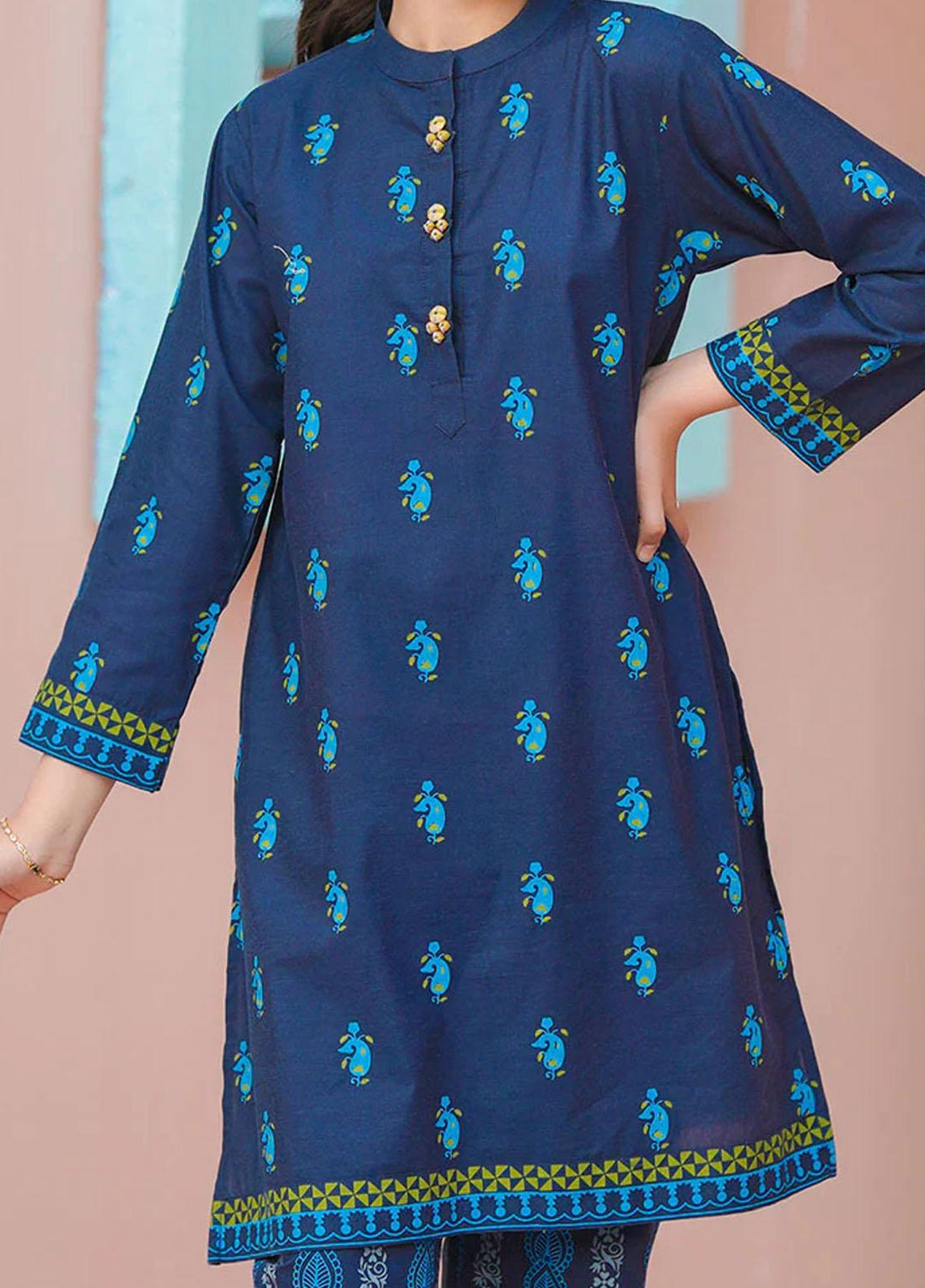 Ochre Cotton Fancy 2 Piece Suit for Girls -  OFW-COR-02