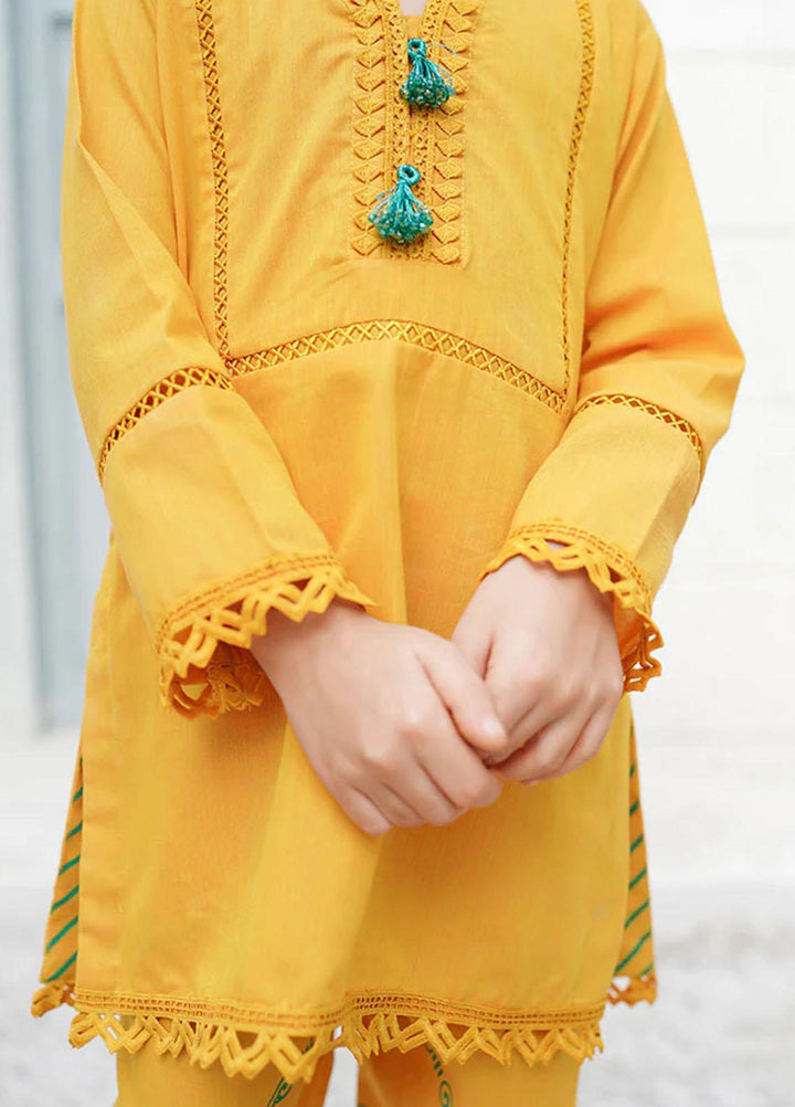 Ochre Cotton Fancy 2 Piece Suit for Girls -  OFW-SC-01