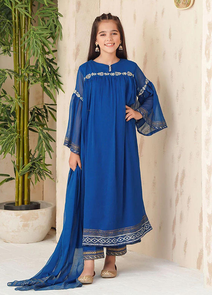 Ochre Chiffon Fancy 3 Piece Suit for Girls -  OFW-AC-01