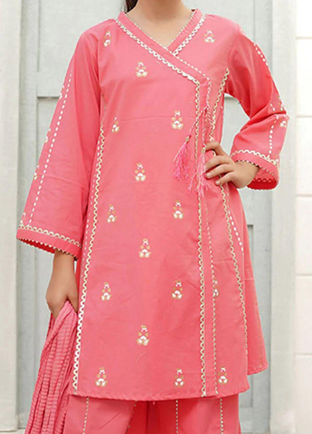 Ochre Cotton Fancy 3 Piece Suit for Girls -  OFW-PC-01