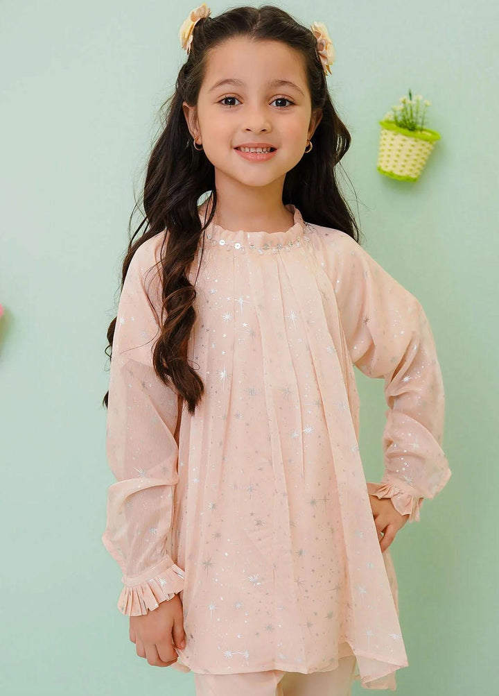 Ochre Chiffon Western 2 Piece Suit for Girls -  OFW-FC-10