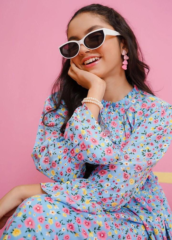 Ochre Linen Western Dress for Girls -  OWT-611