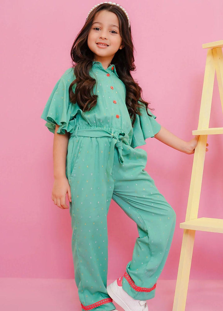 Ochre Linen Printed Jumpsuit for Girls -  OWT-JMP-07