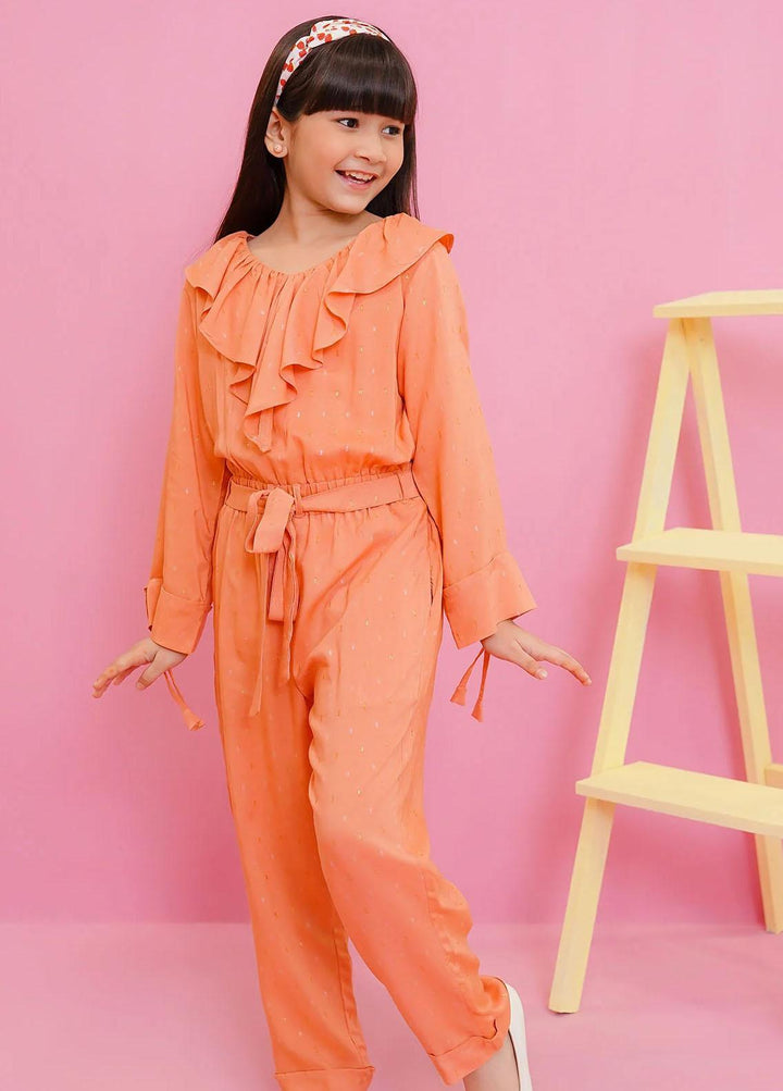 Ochre Linen Printed Jumpsuit for Girls -  OWT-JMP-08