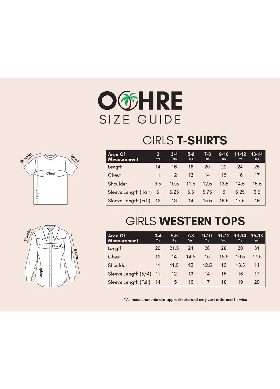 Ochre   Top for Girls -  OWT 446 CORAL