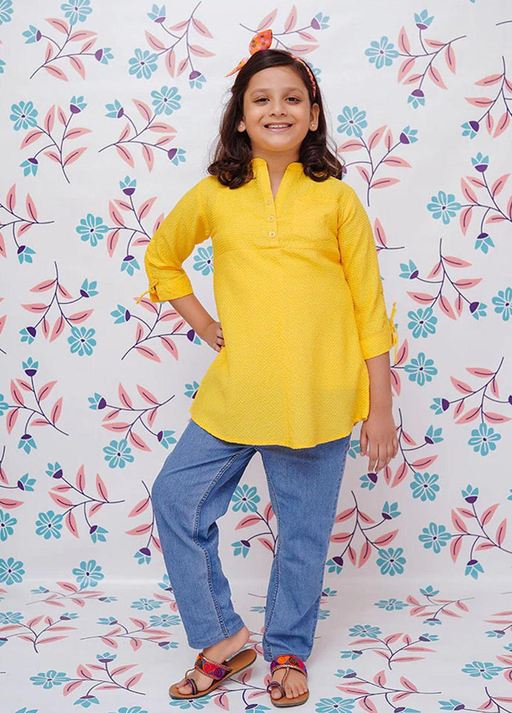 Ochre   Top for Girls -  OWT 446 YELLOW