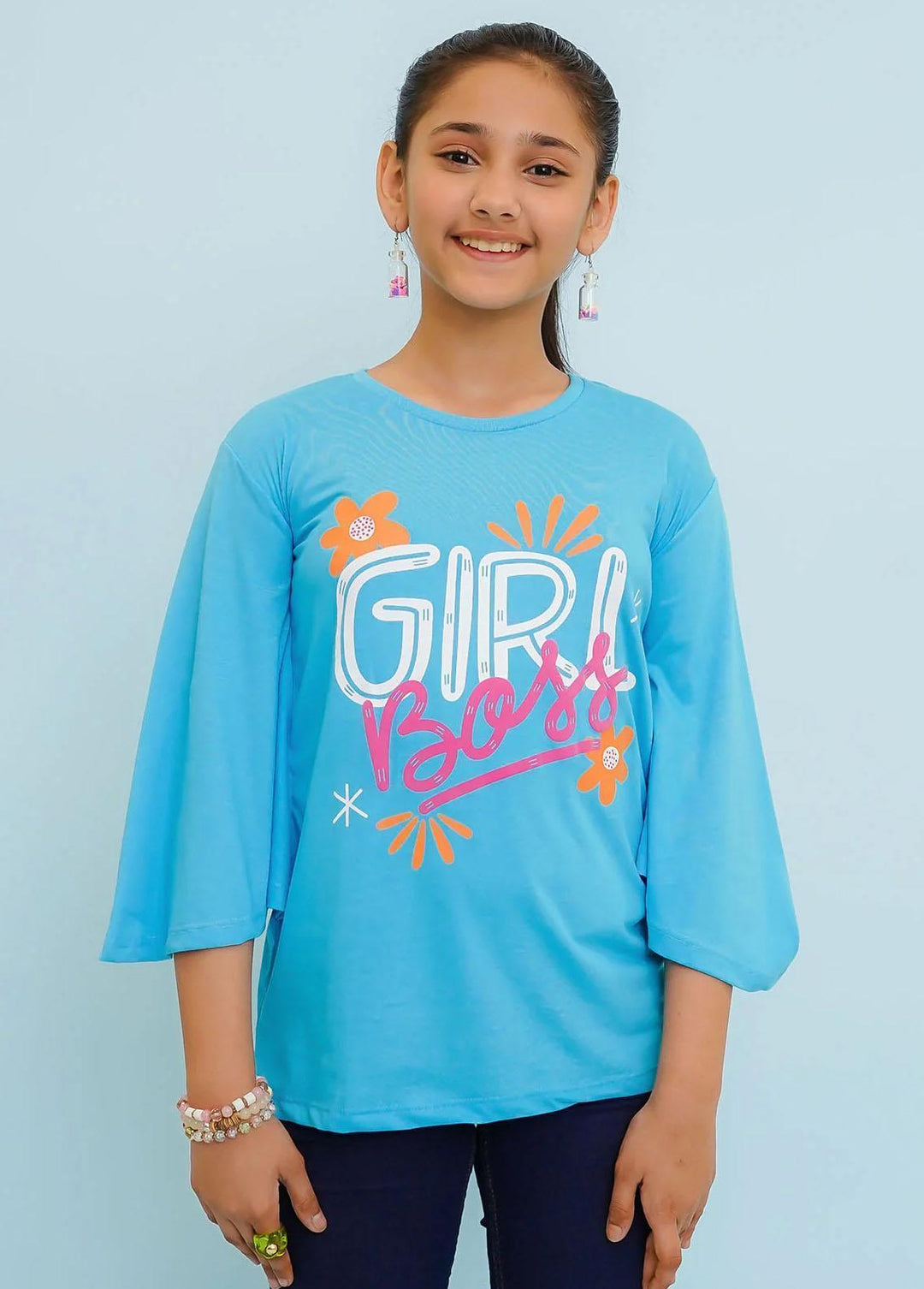 Ochre Jersey Fancy T-Shirts for Girls -  OGK-286