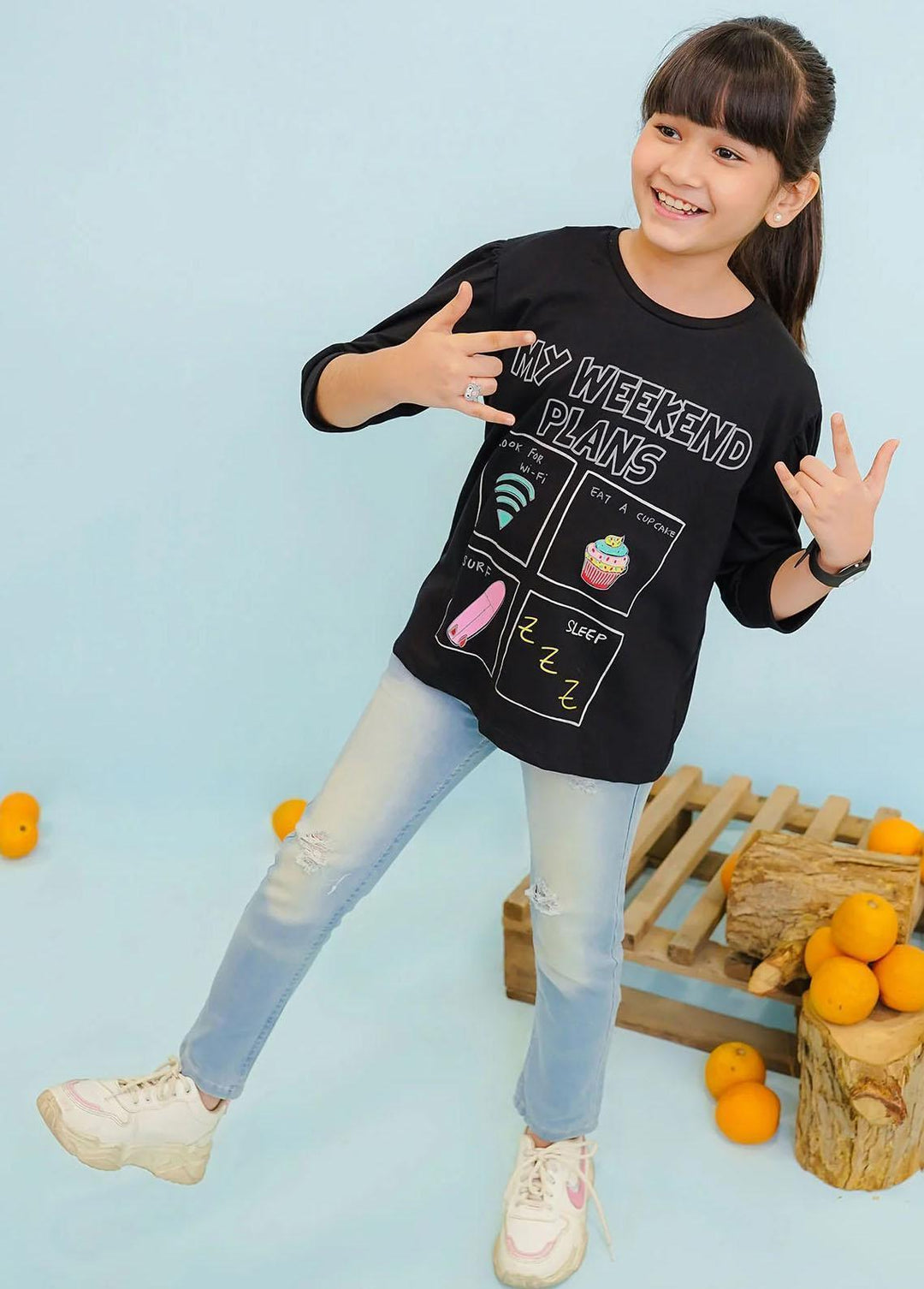 Ochre Jersey Fancy T-Shirts for Girls -  OGK-287