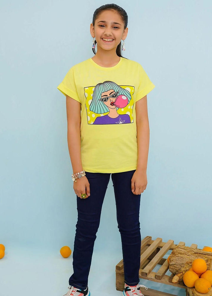 Ochre Jersey Fancy T-Shirts for Girls -  OGK-289