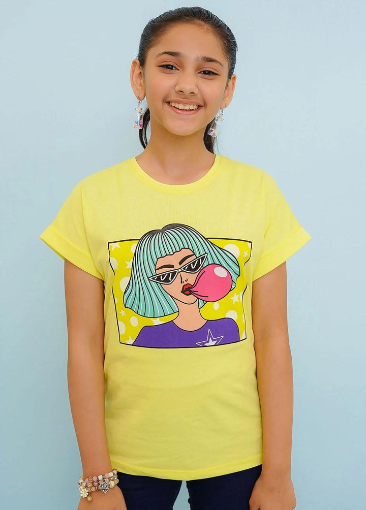 Ochre Jersey Fancy T-Shirts for Girls -  OGK-289