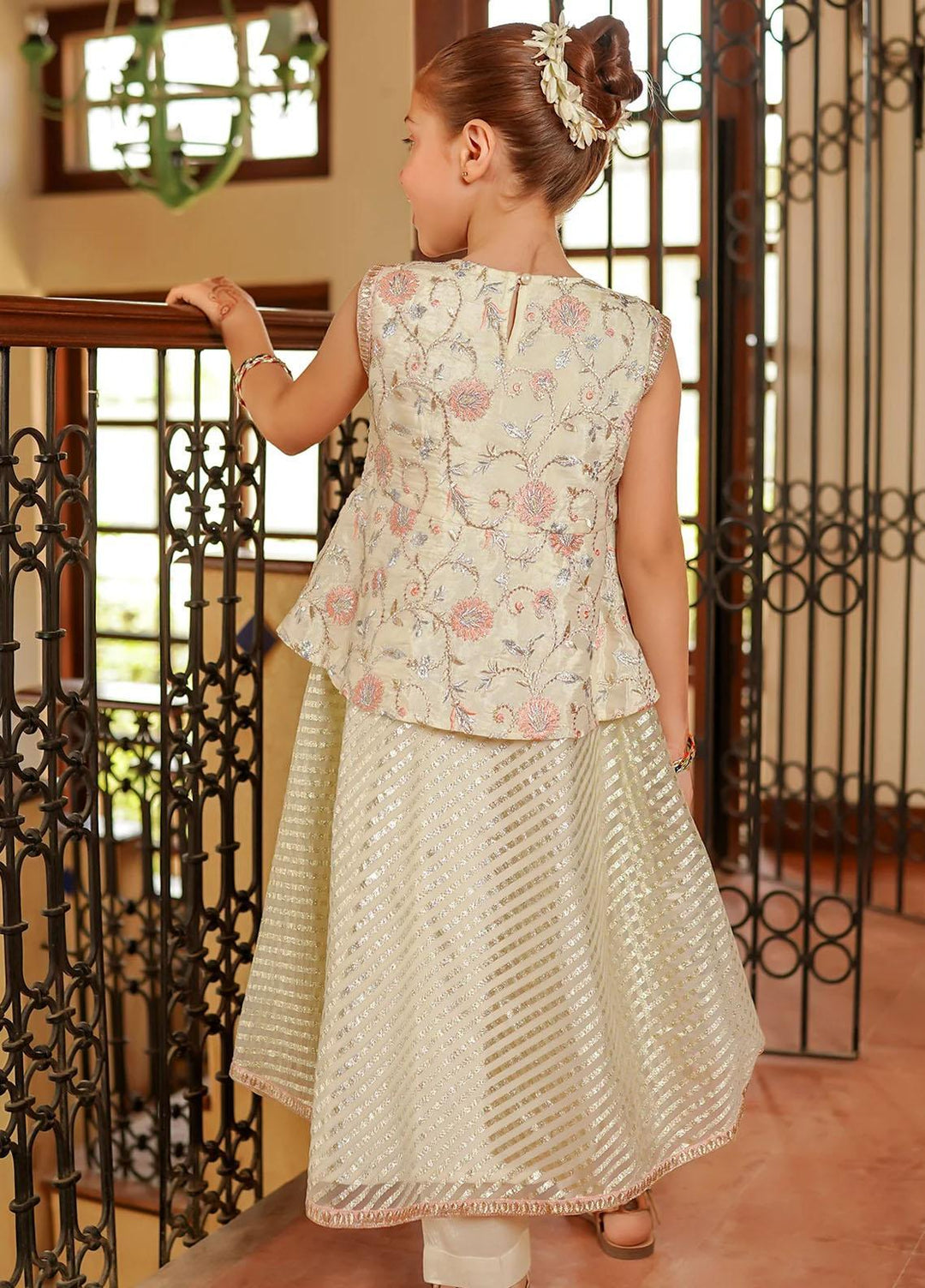 Ochre Cotton Silk Fancy 2 Piece Suit for Girls -  OFW-MAX-03