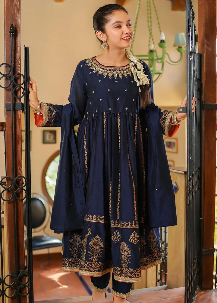 Ochre Cotton Net Fancy 3 Piece Suit for Girls -  OFW-MAX-02