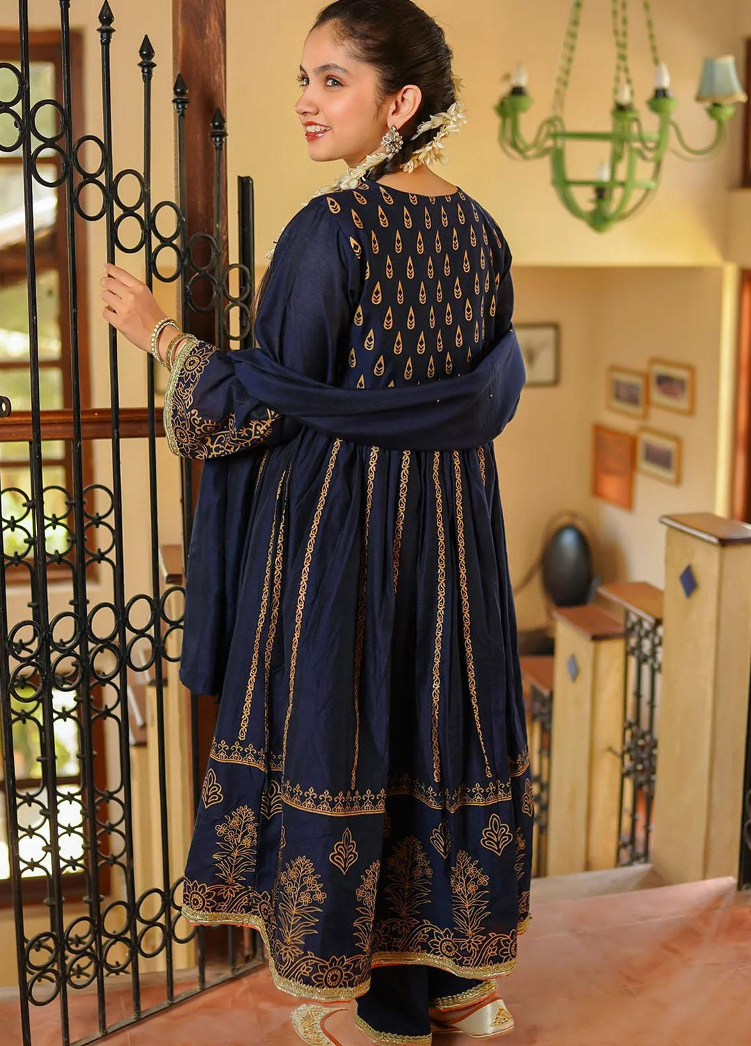 Ochre Cotton Net Fancy 3 Piece Suit for Girls -  OFW-MAX-02