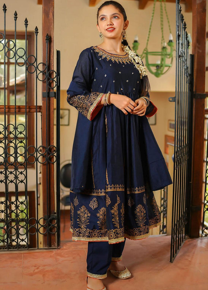 Ochre Cotton Net Fancy 3 Piece Suit for Girls -  OFW-MAX-02