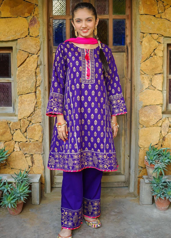 Ochre Cotton Fancy 3 Piece Suit for Girls -  OFW-PC-04
