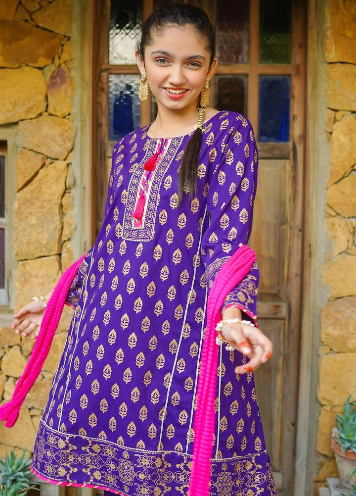 Ochre Cotton Fancy 3 Piece Suit for Girls -  OFW-PC-04