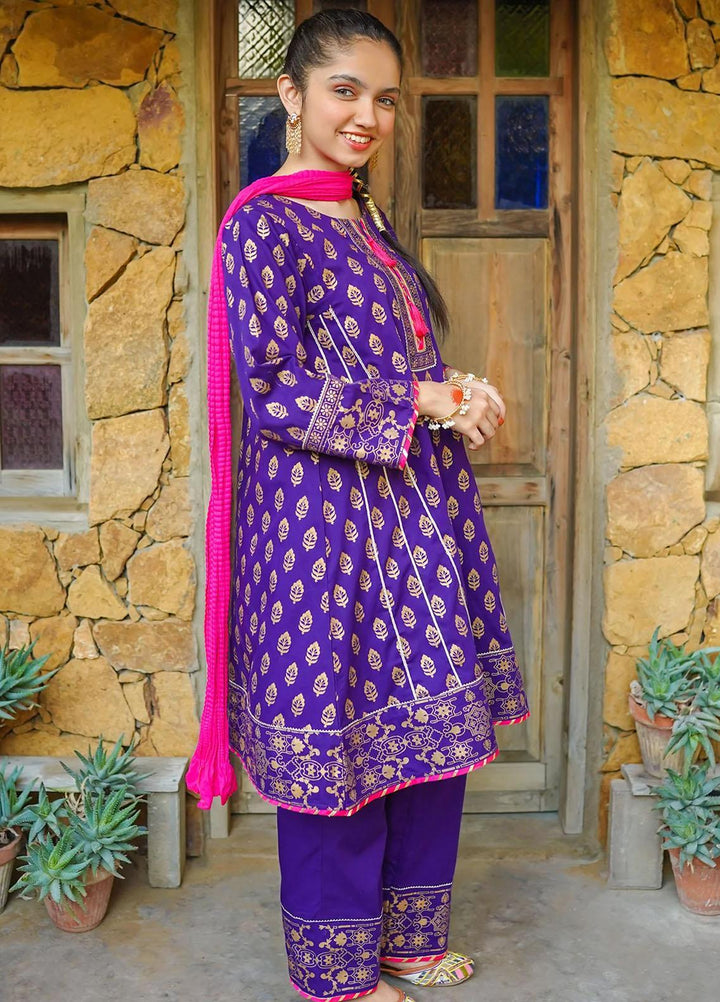 Ochre Cotton Fancy 3 Piece Suit for Girls -  OFW-PC-04