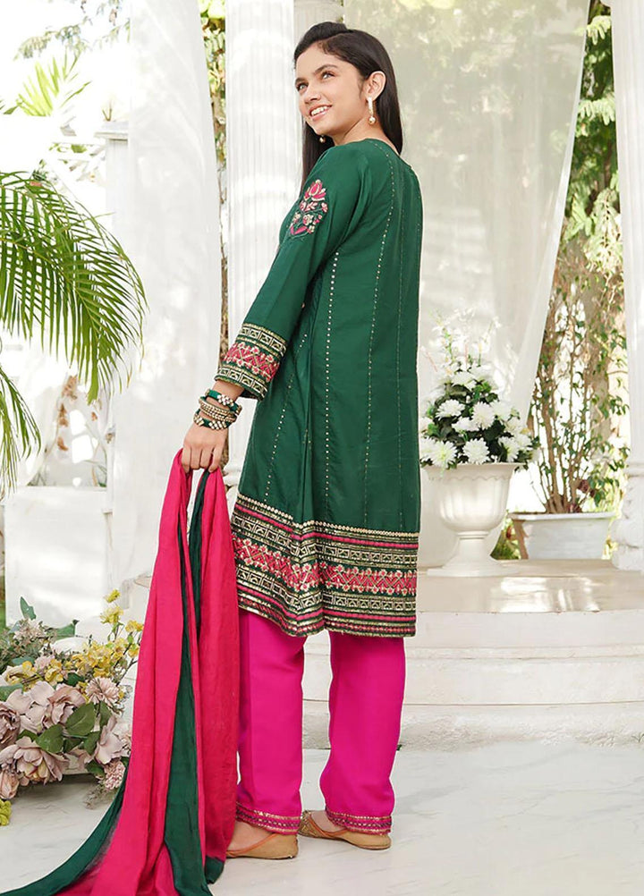 Ochre Viscose Fancy 3 Piece Suit for Girls -  OFW-EX-02