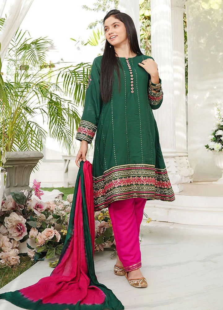 Ochre Viscose Fancy 3 Piece Suit for Girls -  OFW-EX-02