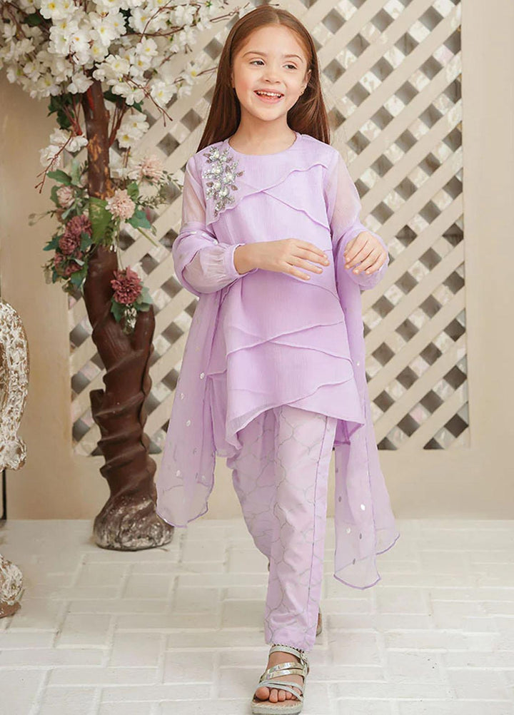 Ochre Chiffon Fancy 3 Piece Suit for Girls -  OFW-AC-02