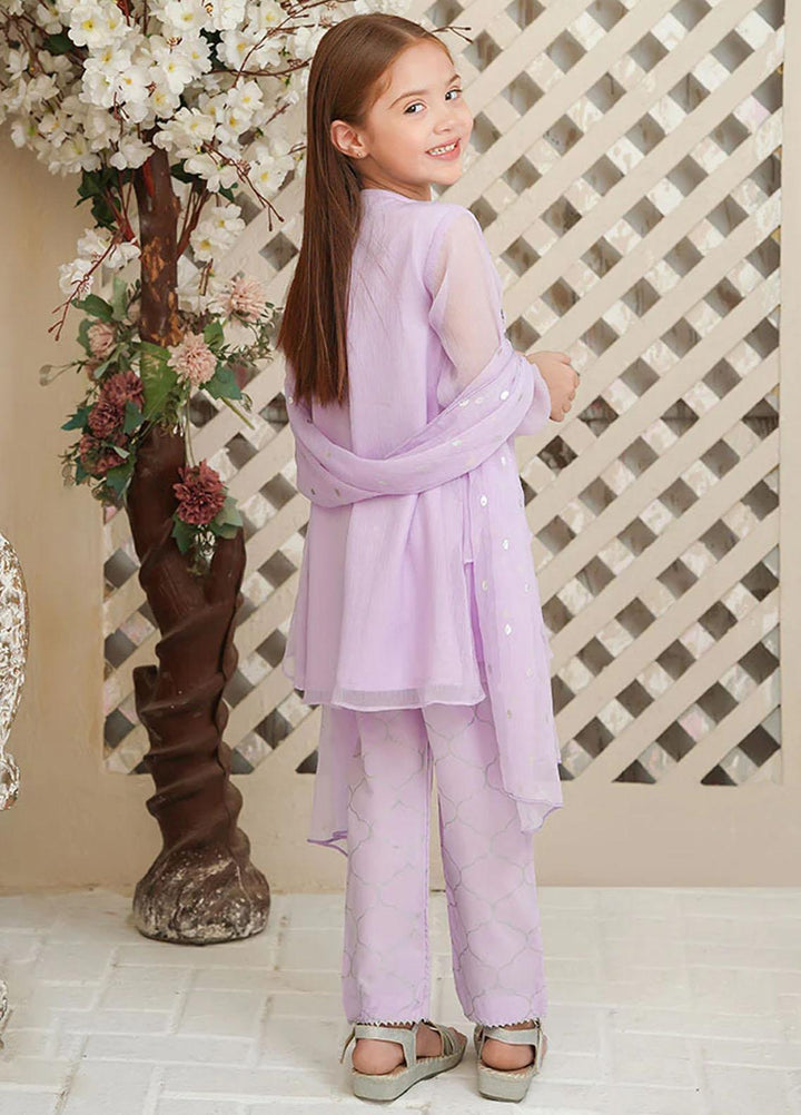 Ochre Chiffon Fancy 3 Piece Suit for Girls -  OFW-AC-02