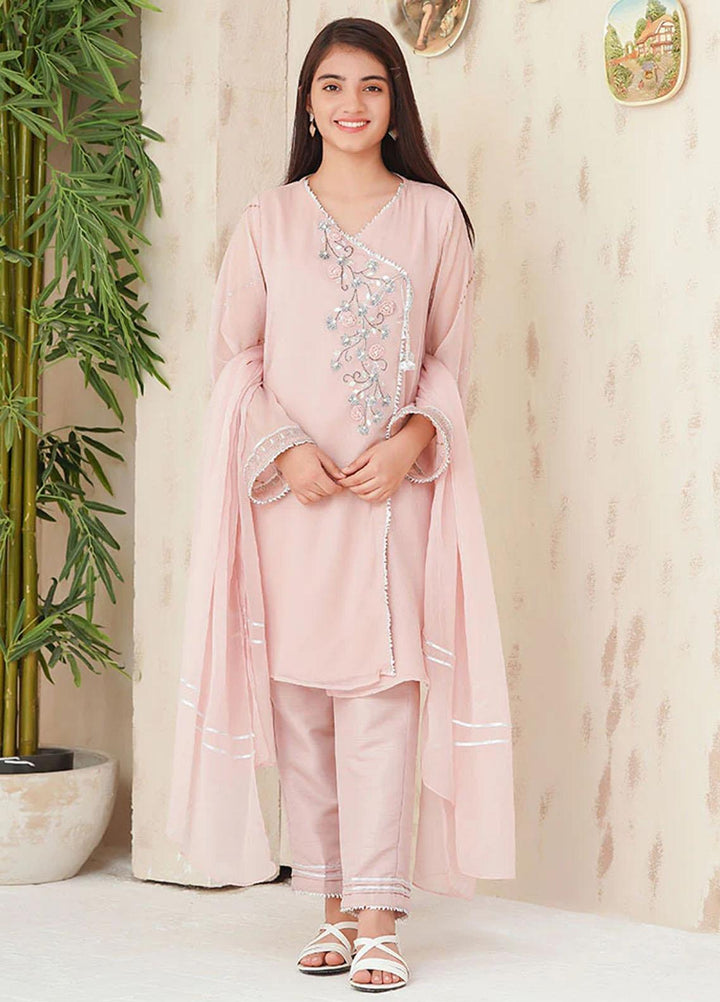 Ochre Chiffon Fancy 3 Piece Suit for Girls -  OFW-AC-04