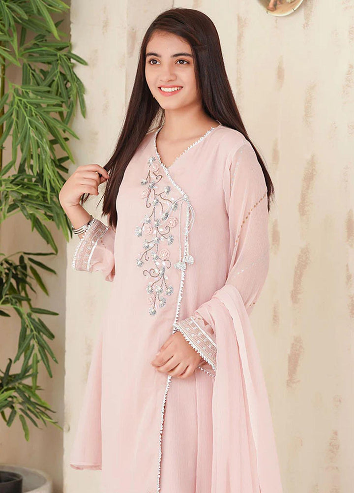 Ochre Chiffon Fancy 3 Piece Suit for Girls -  OFW-AC-04