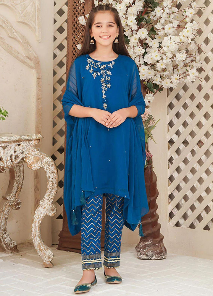 Ochre Chiffon Fancy 3 Piece Suit for Girls -  OFW-AC-06