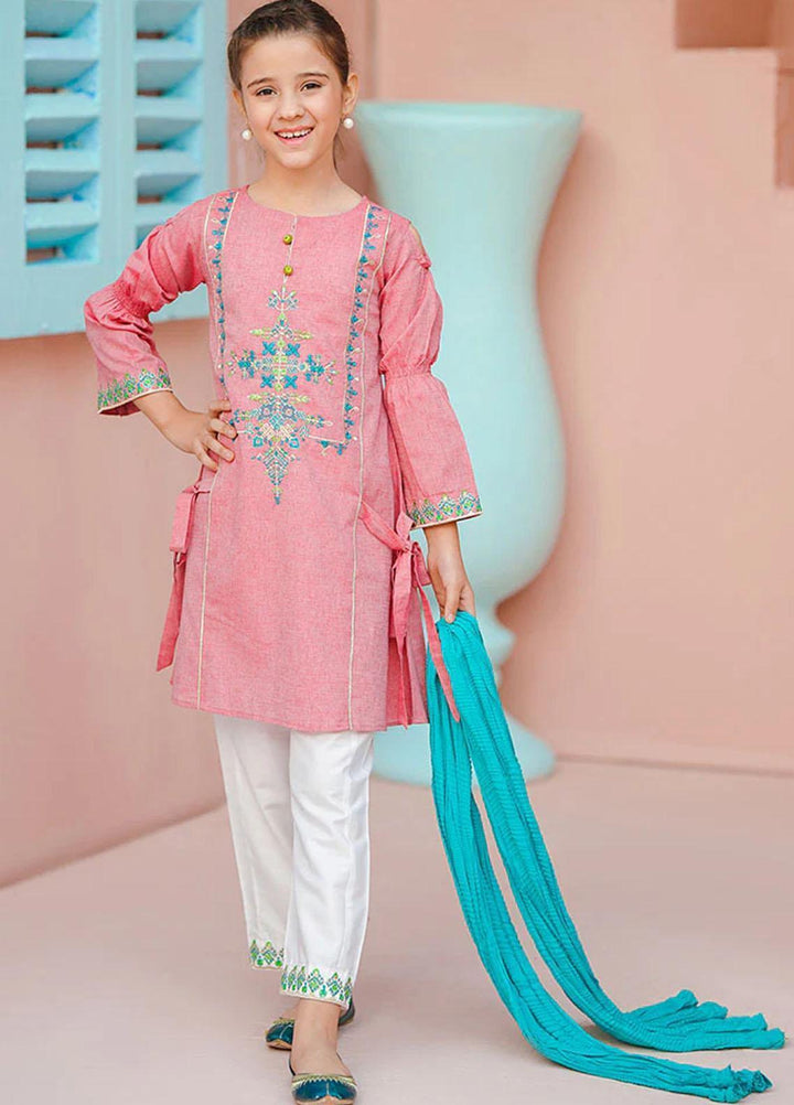 Ochre Chambray Fancy 3 Piece Suit for Girls -  OFW-EM-02