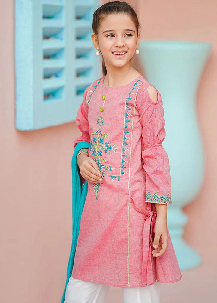 Ochre Chambray Fancy 3 Piece Suit for Girls -  OFW-EM-02