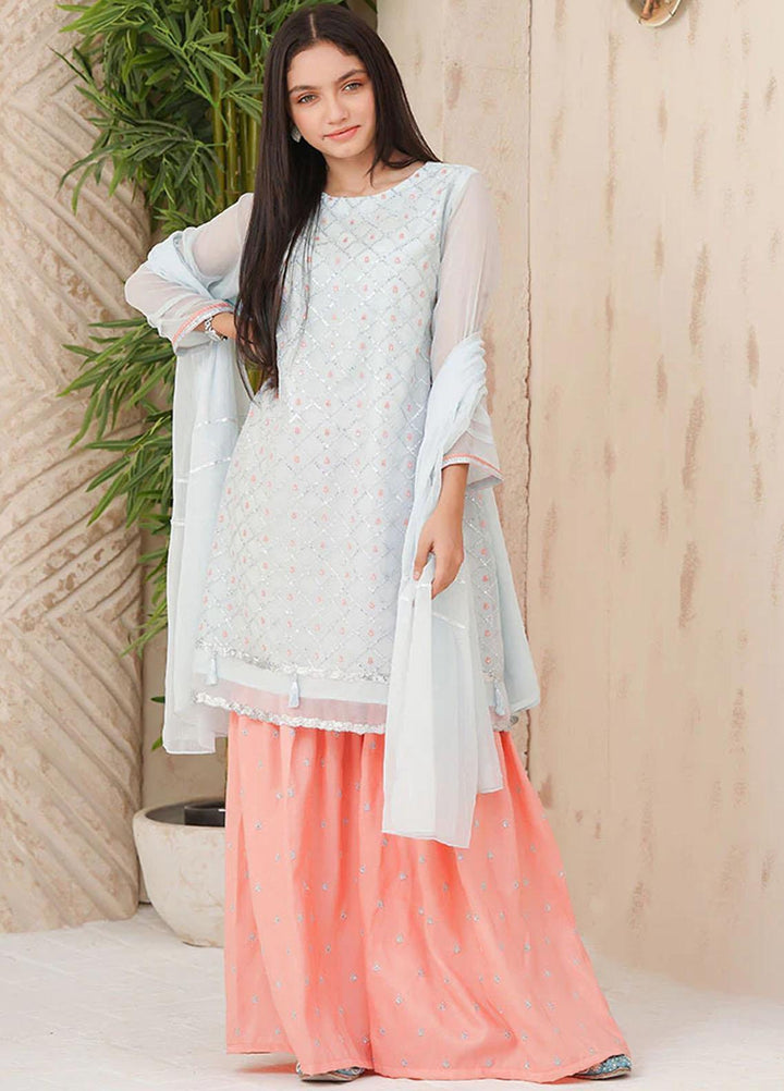 Ochre Chiffon Fancy 3 Piece Suit for Girls -  OFW-EM-04