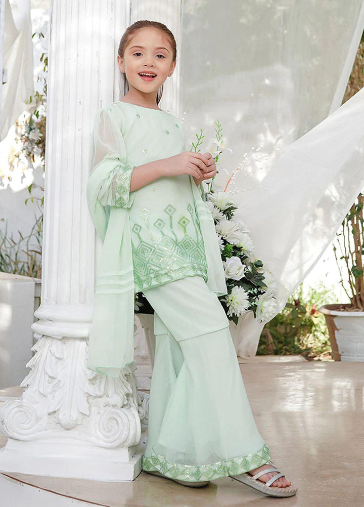 Ochre Chiffon Fancy 3 Piece Suit for Girls -  OFW-EM-05