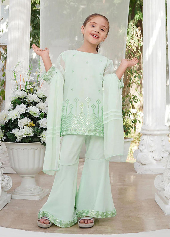 Ochre Chiffon Fancy 3 Piece Suit for Girls -  OFW-EM-05