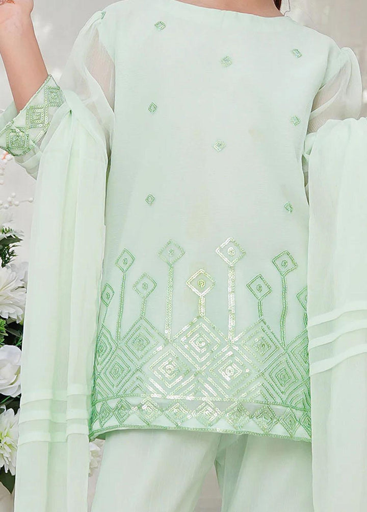 Ochre Chiffon Fancy 3 Piece Suit for Girls -  OFW-EM-05