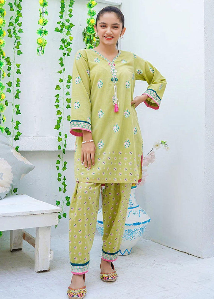 Ochre Cotton Fancy 2 Piece Suit for Girls -  OFW-COR-01