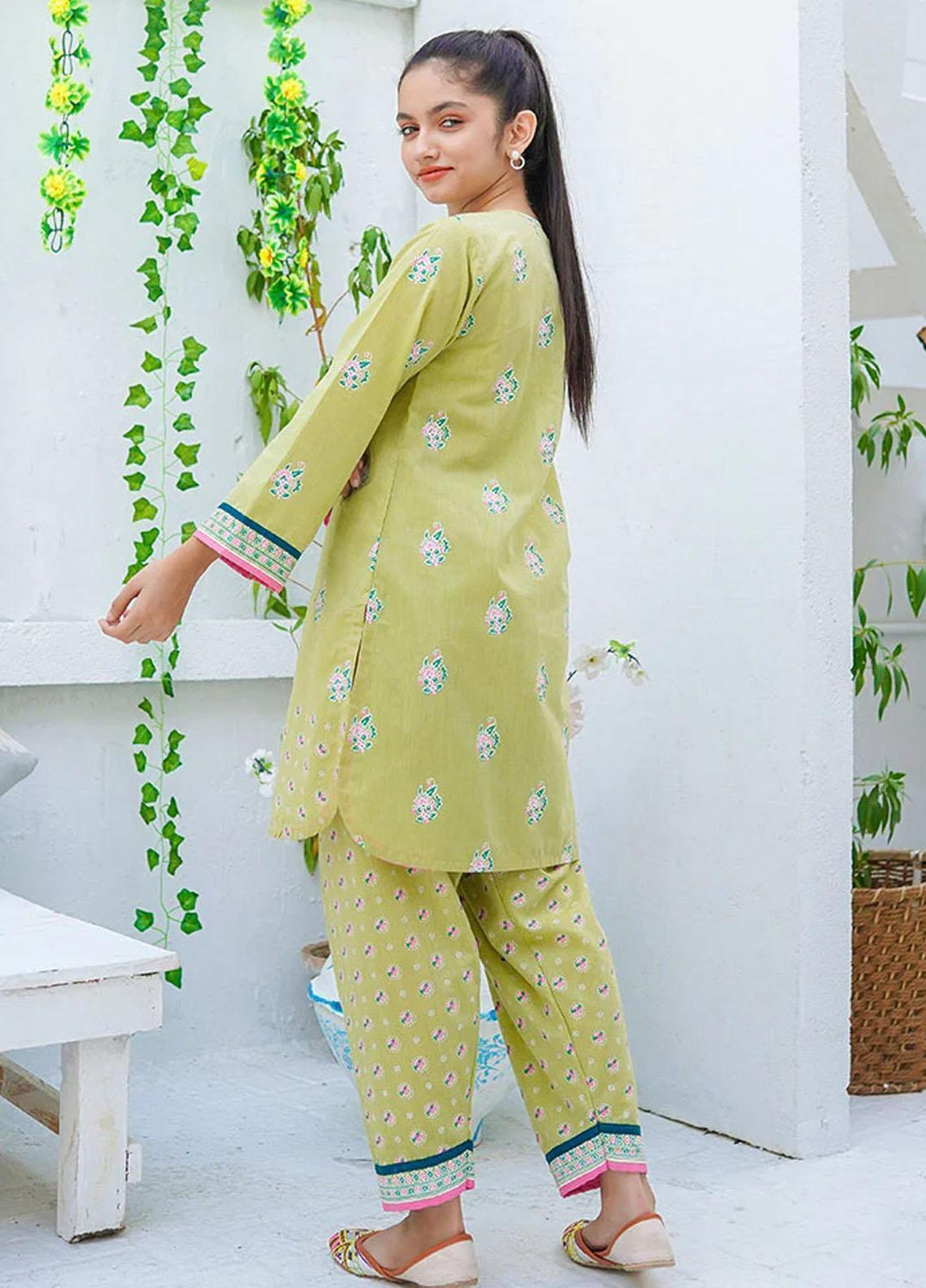 Ochre Cotton Fancy 2 Piece Suit for Girls -  OFW-COR-01