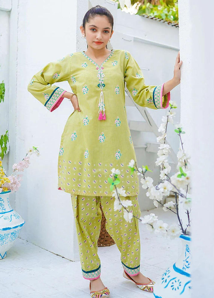 Ochre Cotton Fancy 2 Piece Suit for Girls -  OFW-COR-01