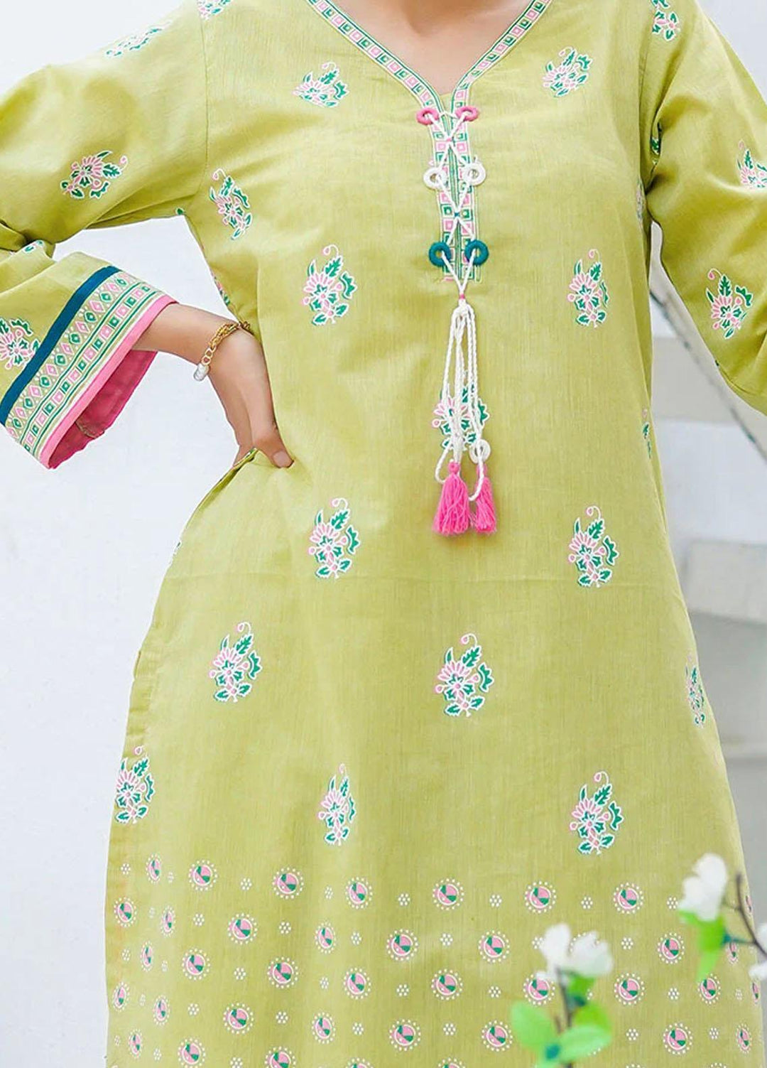 Ochre Cotton Fancy 2 Piece Suit for Girls -  OFW-COR-01