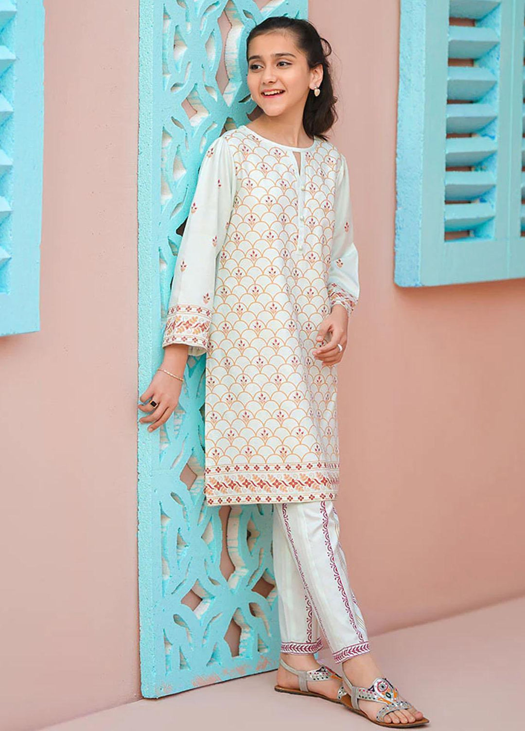 Ochre Cotton Fancy 2 Piece Suit for Girls -  OFW-COR-11