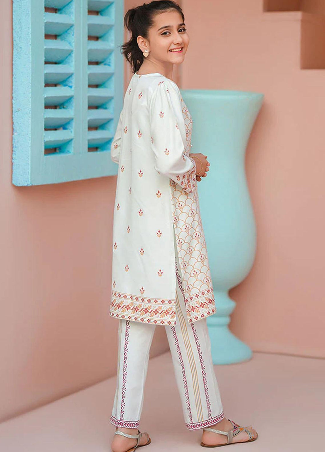 Ochre Cotton Fancy 2 Piece Suit for Girls -  OFW-COR-11