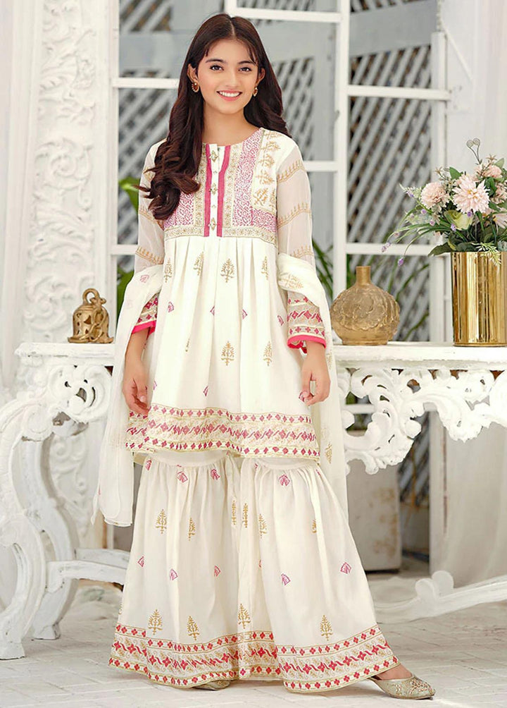 Ochre Chiffon Printed 3 Piece for Girls -  OFW 514