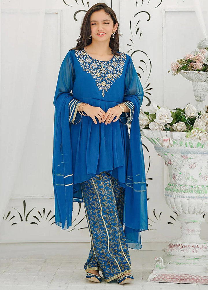 Ochre Chiffon Hand Work 3 Piece for Girls -  OFW 529