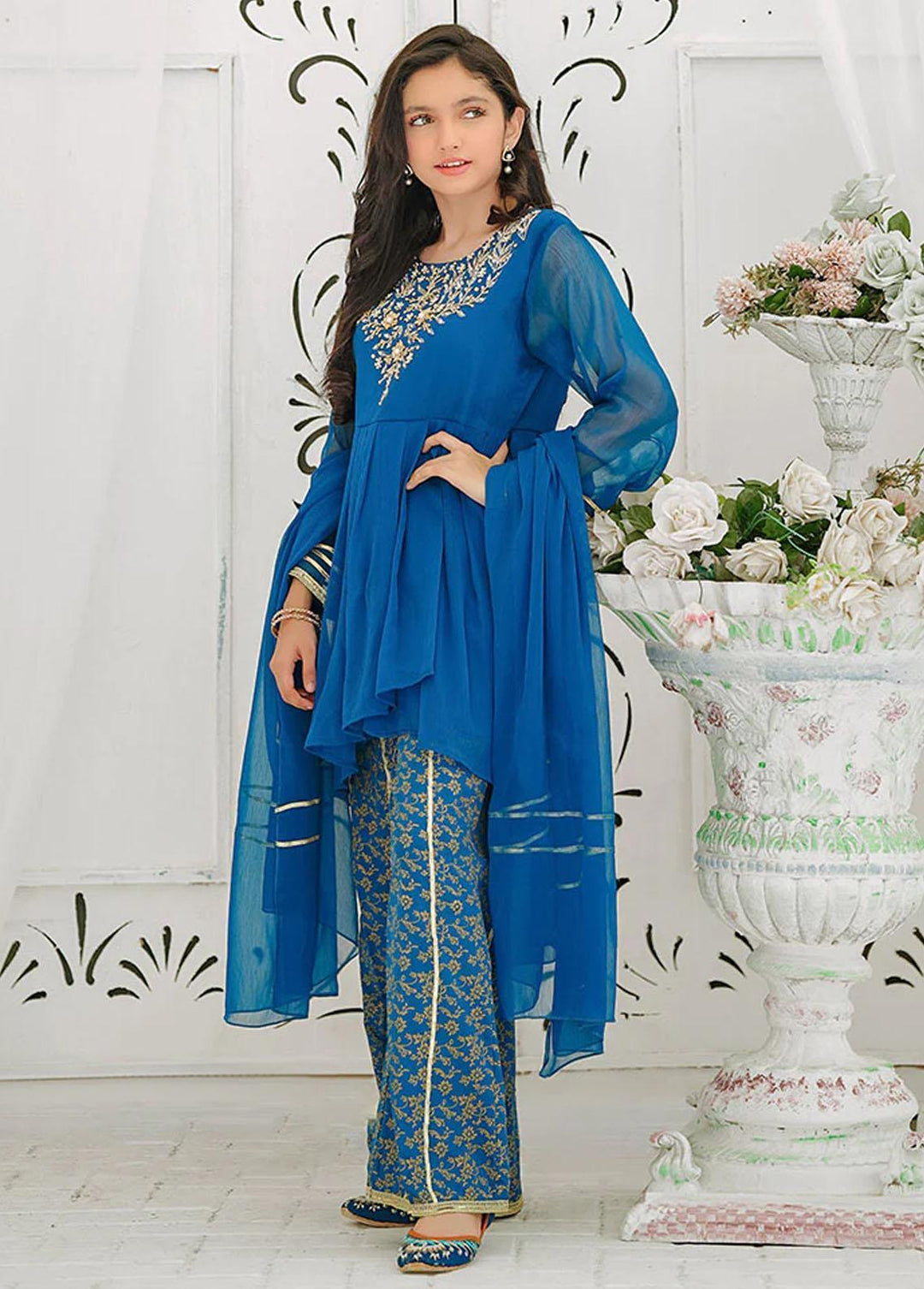 Ochre Chiffon Hand Work 3 Piece for Girls -  OFW 529