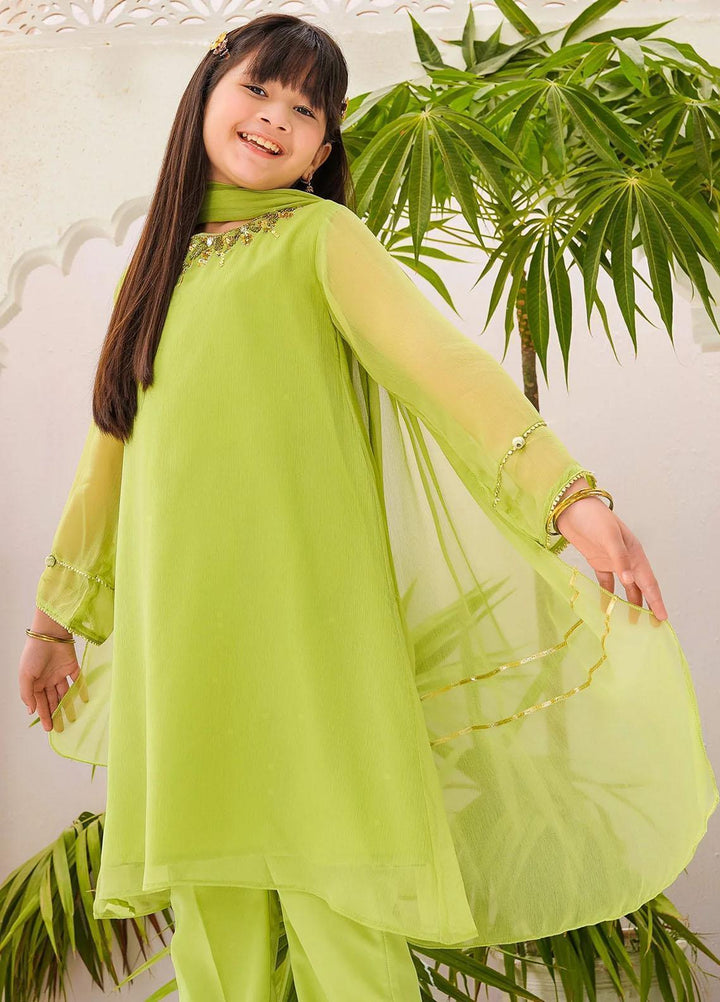 Ochre Chiffon Eastern 3 Piece Suit for Girls -  OFW-AC-23