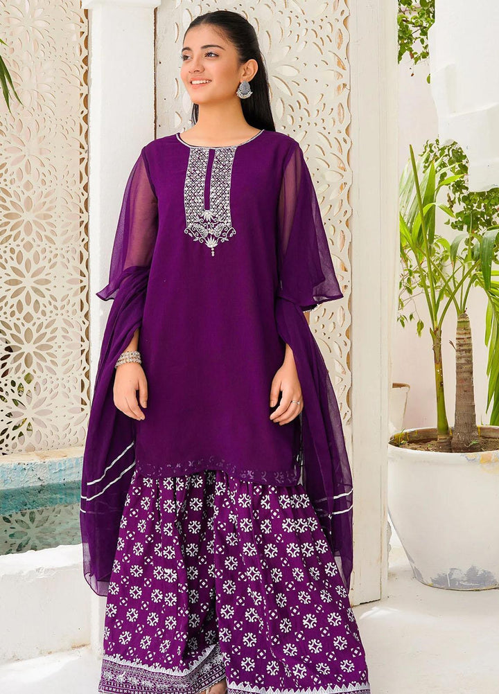 Ochre Chiffon Eastern 3 Piece Suit for Girls -  OFW-AC-30