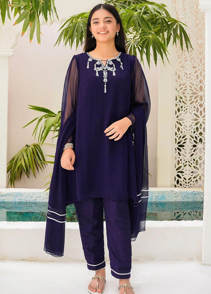 Ochre Chiffon Eastern 3 Piece Suit for Girls -  OFW-AC-34