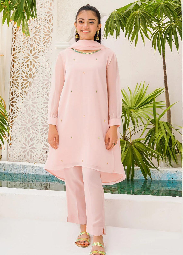 Ochre Chiffon Eastern 3 Piece Suit for Girls -  OFW-AC-35