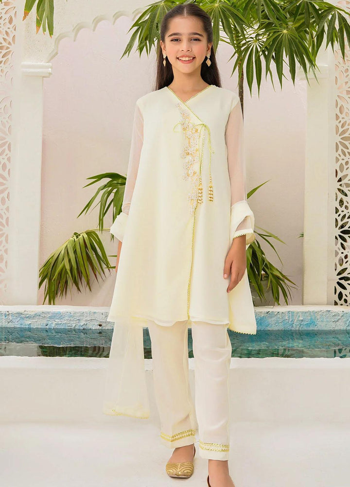 Ochre Chiffon Eastern 3 Piece Suit for Girls -  OFW-AC-36