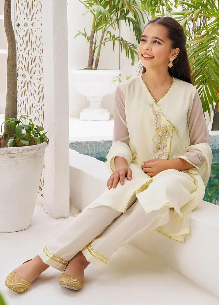 Ochre Chiffon Eastern 3 Piece Suit for Girls -  OFW-AC-36