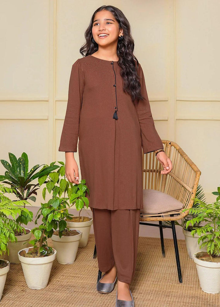 Ochre Cotton Western 2 Piece Suit for Girls -  OFW-SC-13